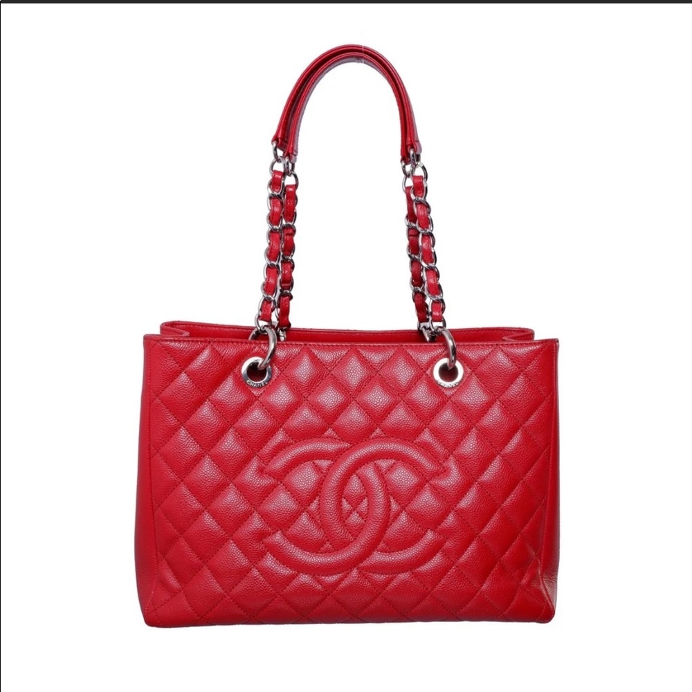 Chanel Red Caviar GST Grand Shopper Tote Bag